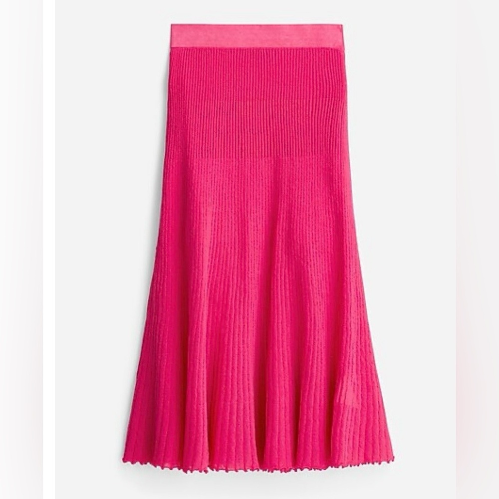 J. Crew Hot Pink Ribbed Midi Skirt 3x